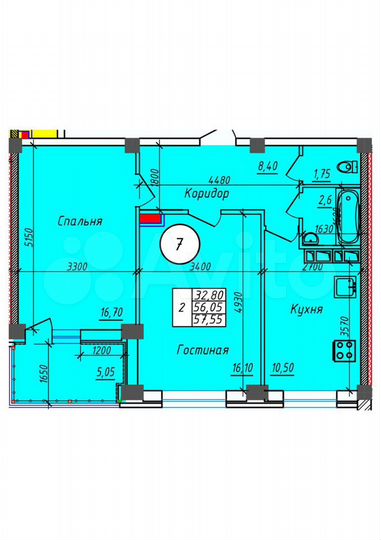 2-к. квартира, 60 м², 16/17 эт.