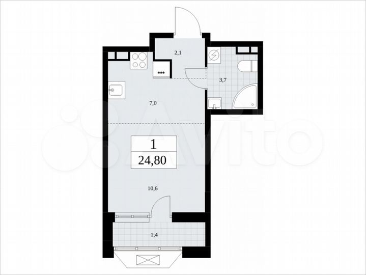 Квартира-студия, 24,8 м², 8/17 эт.