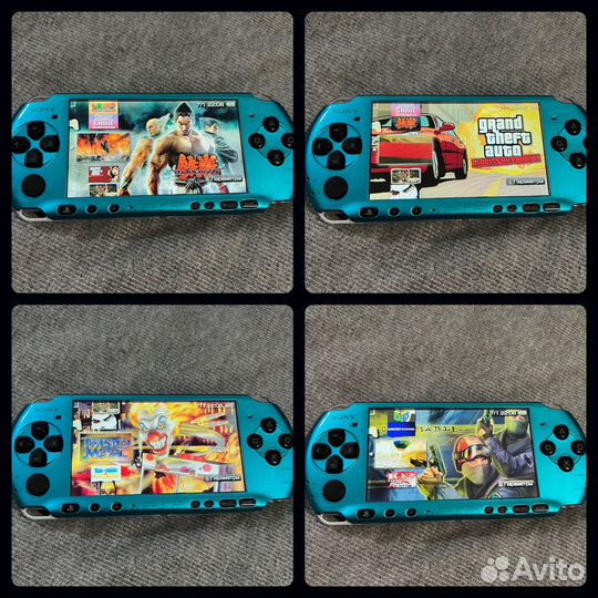 Sony PSP 3008 прошитая + 40 игр бирюзовая