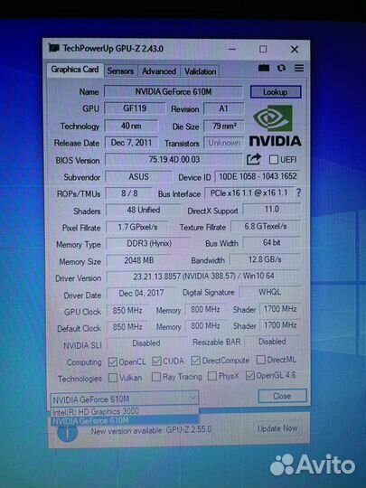 Шустрый asus/i3-2.3MHz/6GB/SSD/GeForce610(2gb)