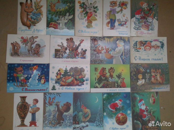 Набор открыток с Новым годом и конверты СССР