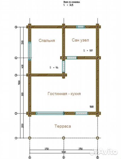 Сруб дома 6*9.2 из профилированного бруса