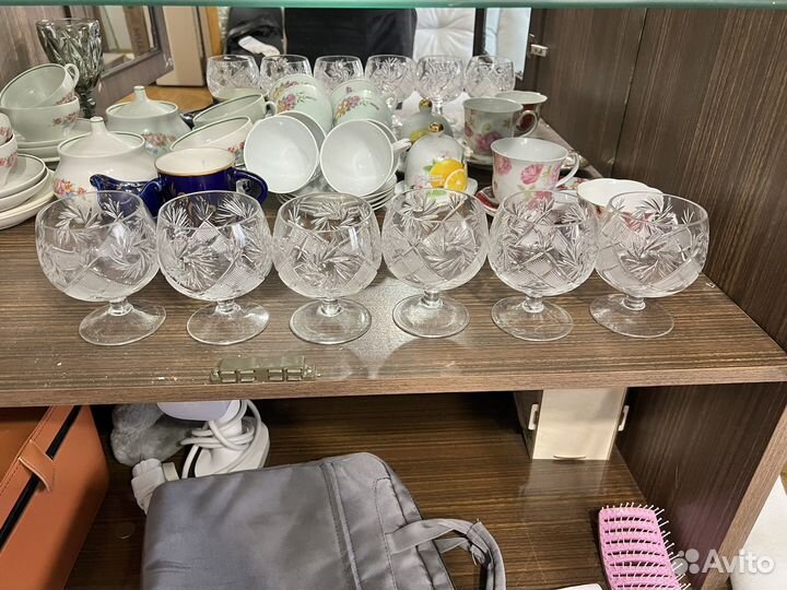 Набор столовой посуды СССР хрусталь - бокалы