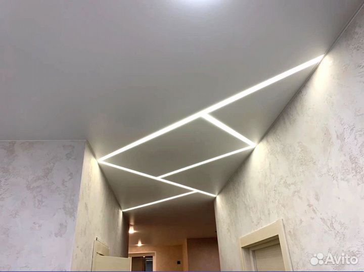 Натяжные потолки под ключ с освещением