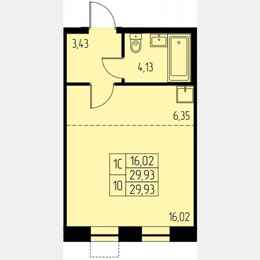 1-к. квартира, 45,4 м², 18/28 эт.