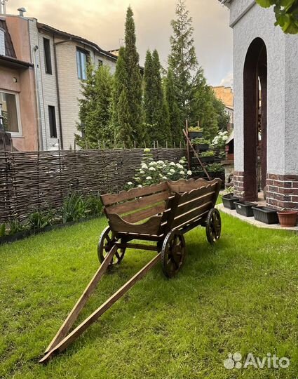 Телега большая деревянная для сада