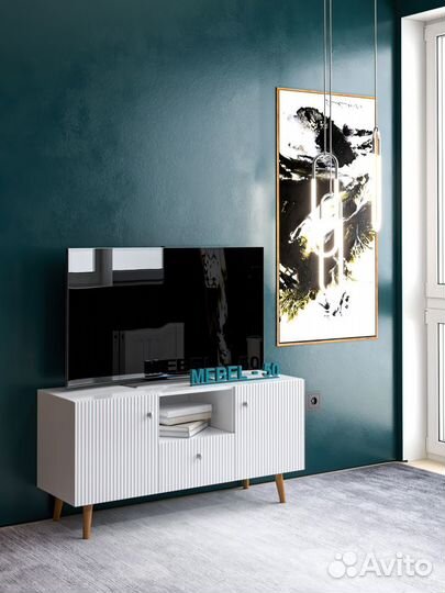 Тумба под тв белый глянец