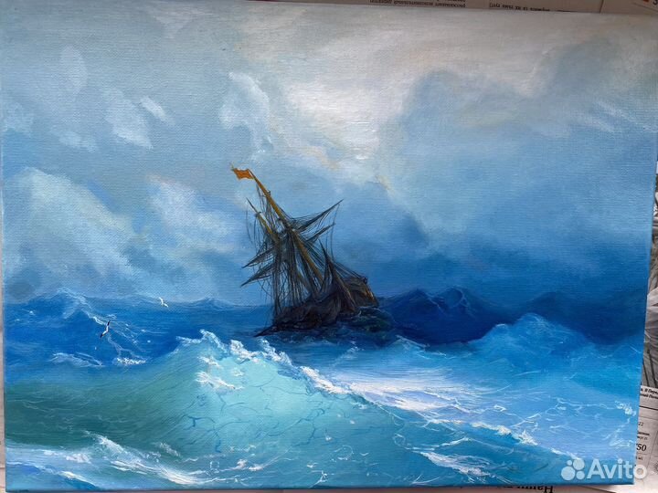 Картина копия айвазовский судно посреди шторма