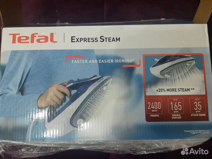 Утюг Tefal Express Steam FV2837E0, белый/синий (но