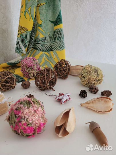 Набор растений сухоцветы шары для декора