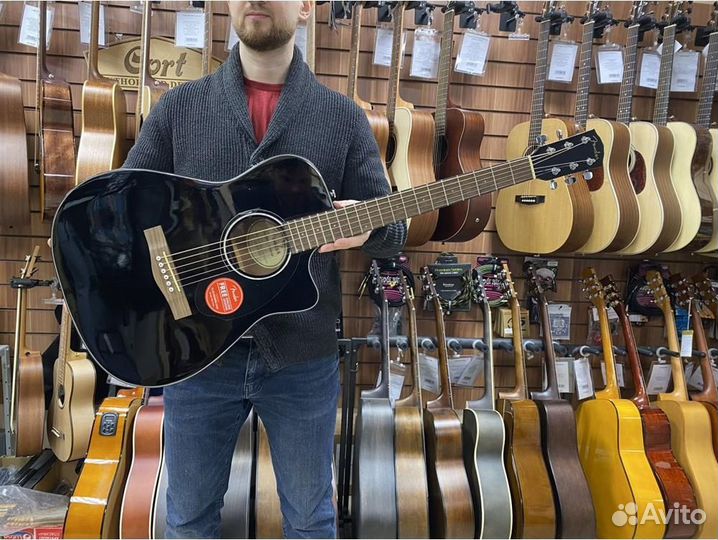 Fender CC-60SCE BLK WN электроакустическая гитара