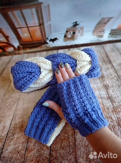 Снуд повязка митенки вязаные