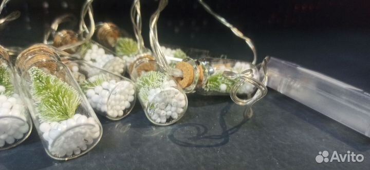 Герлянда с ёлочками в стеклянных колбах