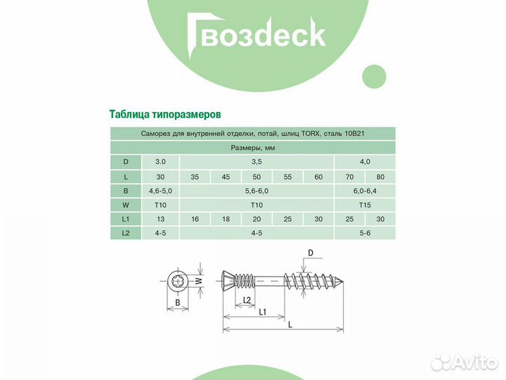 Саморезы Гвоздэк для доски пола 4х70 200штук