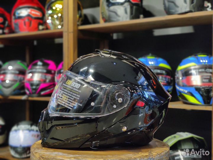 Шлем-модуляр Scorpion EXO-930 Solid чёрный глянец