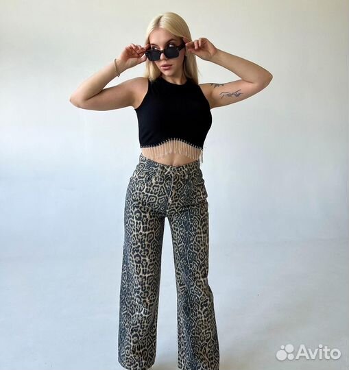 Джинсы леопард женские