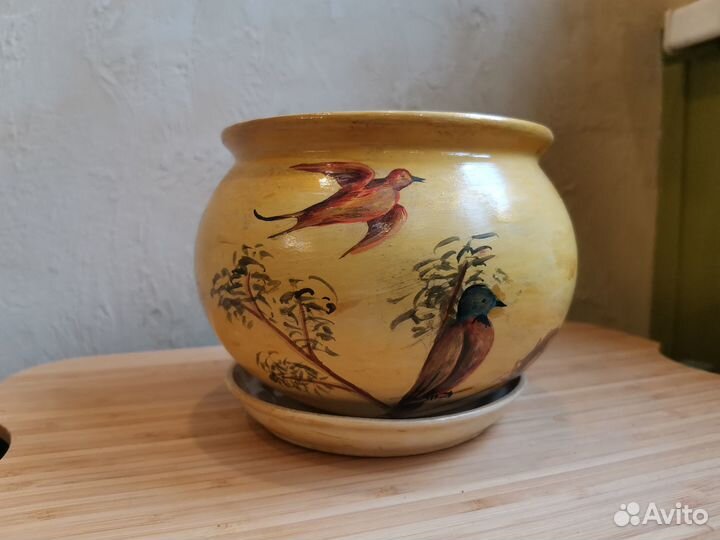 Кашпо под цветы, ручная роспись