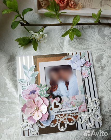 Открытка ручной работы (свадьба, годовщина,юбилей)