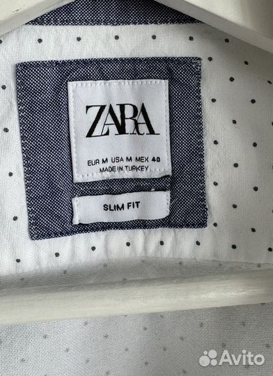 Рубашка мужская белая Zara с коротким рукавом (М)