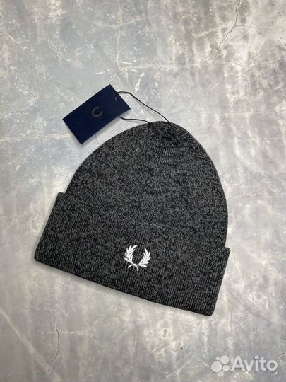 Шапка fred perry хлопок премиум темно серая