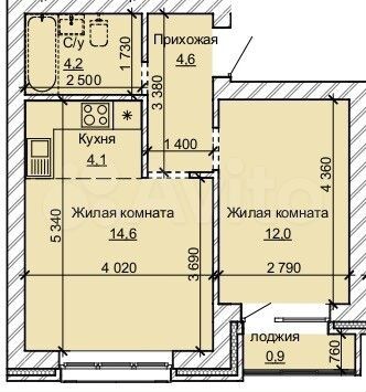 2-к. квартира, 40,4 м², 10/10 эт.
