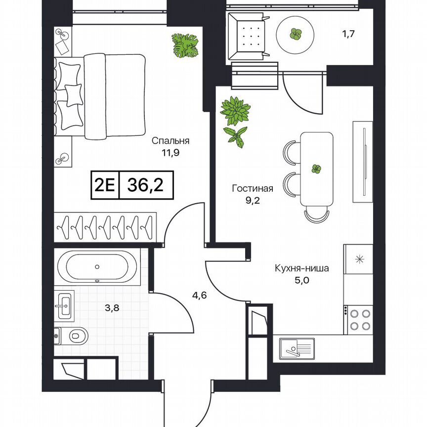 1-к. квартира, 36,2 м², 11/17 эт.