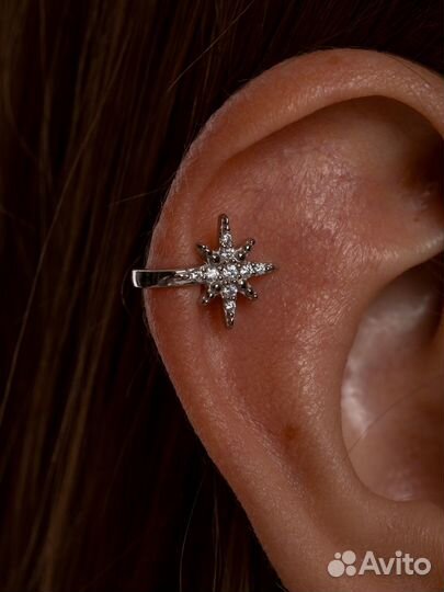 Серьги каффы серебро