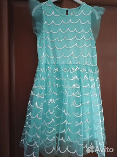 Платье нарядное р.122 бирюзовое