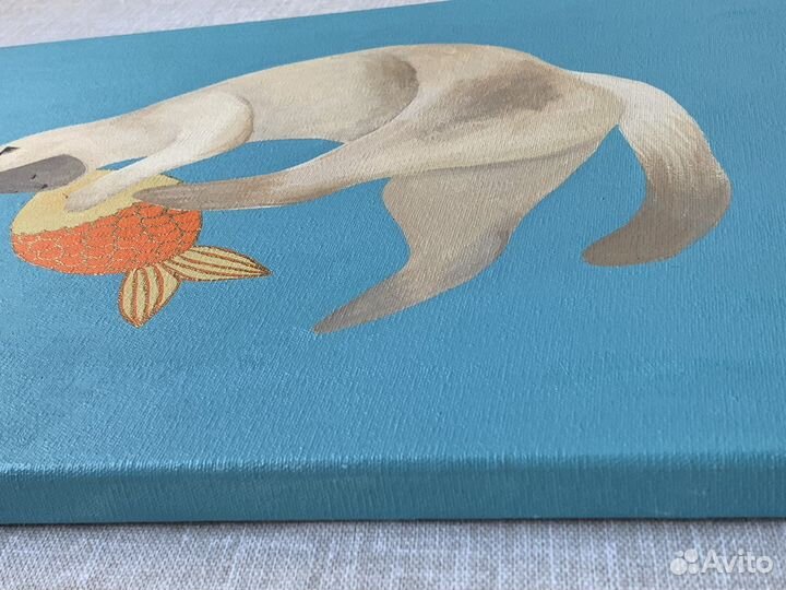 Картина кот с золотой рыбкой 40х50 холст