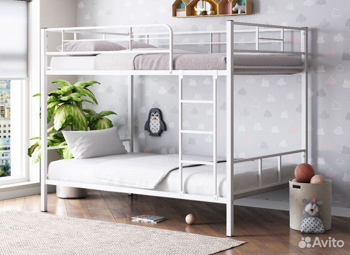 Кровать двухьярусная металлическая 120х190 см