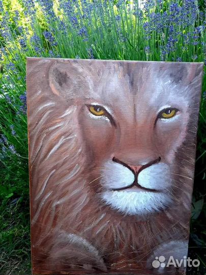 Картина маслом лев