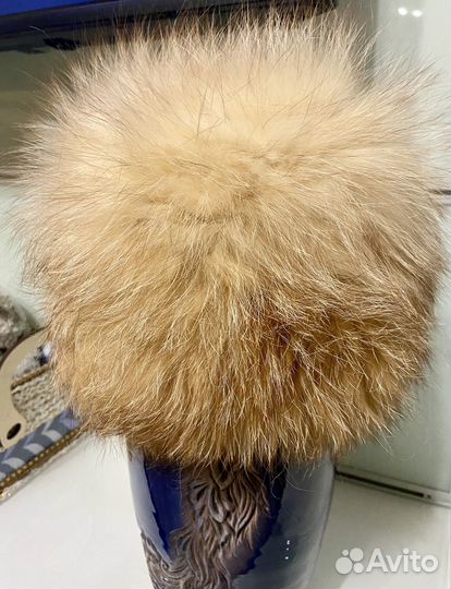 Шапка женская вязаная из меха лисы