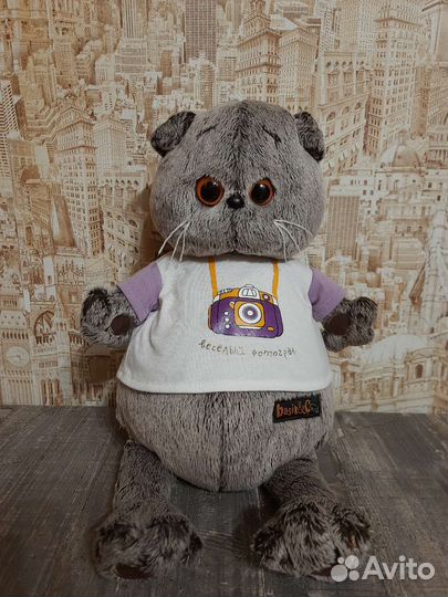 Большой Кот Басик Фотограф 30см+лапки