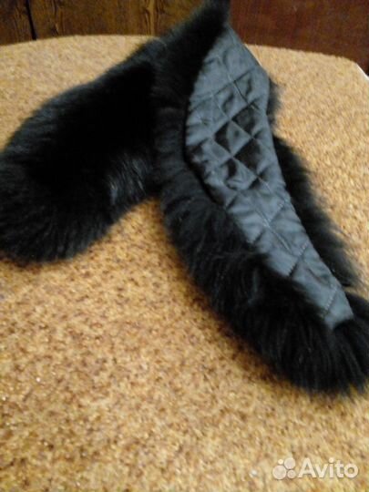 Меховой воротник песец 90 см, бу, черн