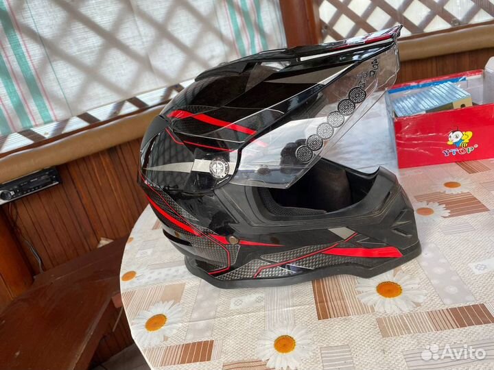 Шлем мото мотард hizer B6197-1 black/red