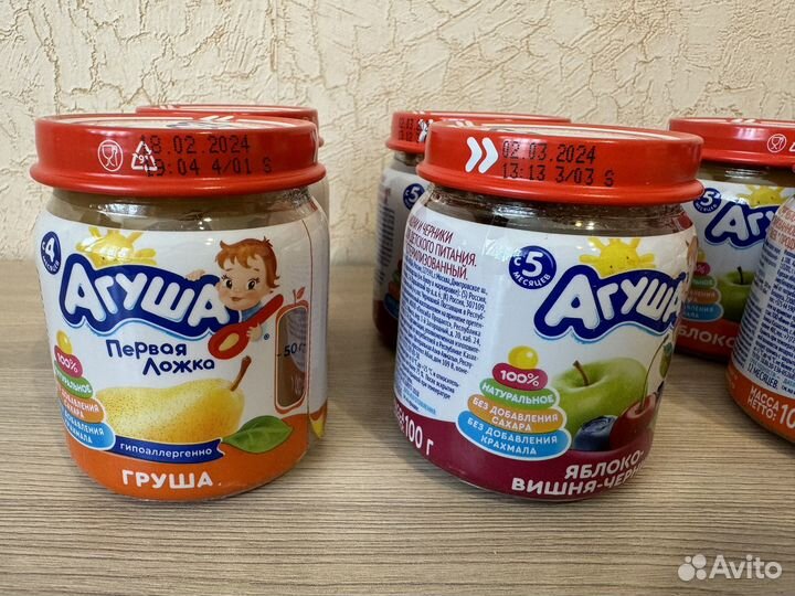 Детское питание фруктовое пюре Агуша