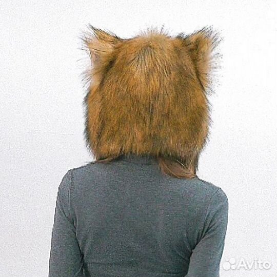 Меховая Зверошапка Лиса с помпонами