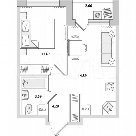 1-к. квартира, 37,1 м², 19/21 эт.