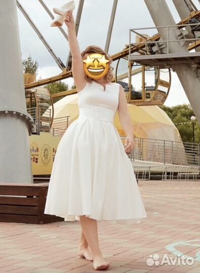 Платье свадебное атласное миди