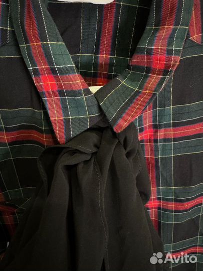 Рубашка в клетку с бантом