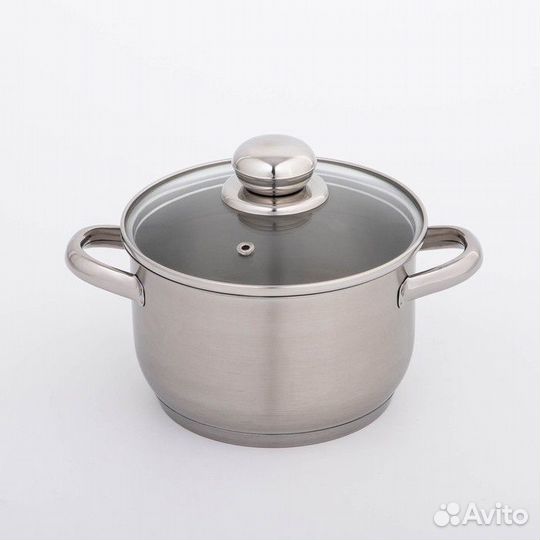 Кастрюля «Славяна», 1,75 л, d16 см, стеклянная кры