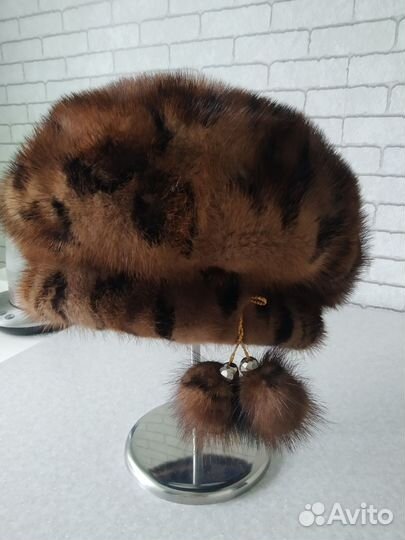 Берет, шапка, норковая, натуральный мех