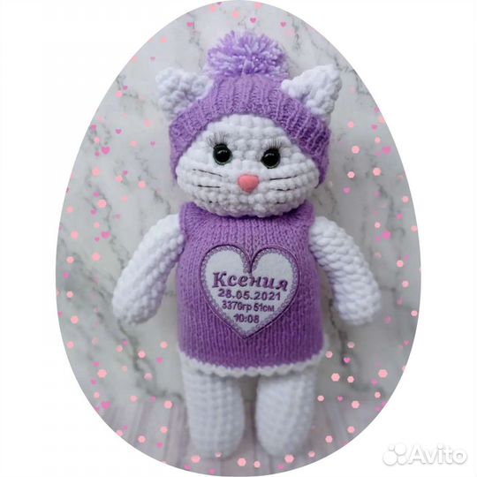 Вязаные зайка, котик ручной работы