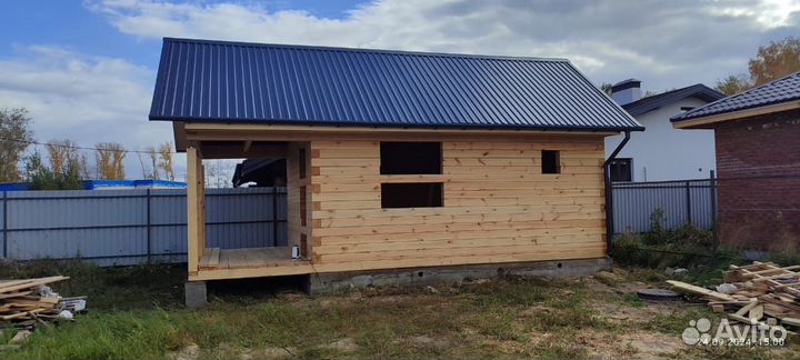 Баня 4x4 с террасой 2х4, из бруса