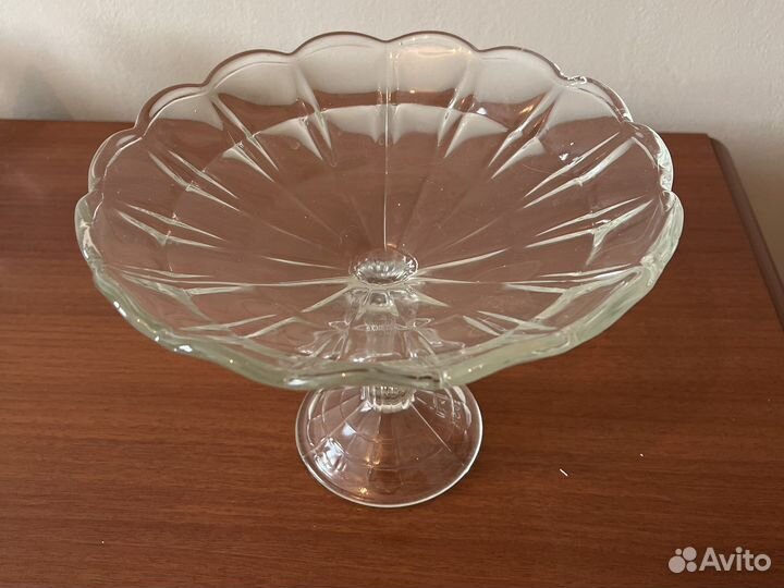 Ваза для фруктов на ножке СССР стекло