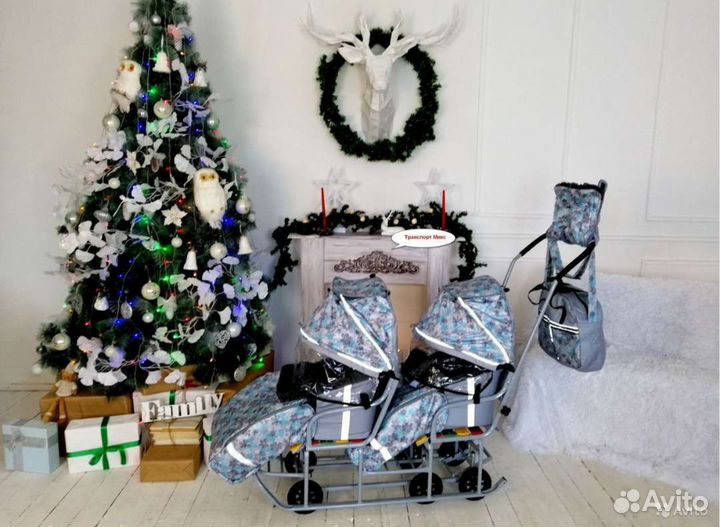 Санки усиленные для двойни и погодок Богатырь