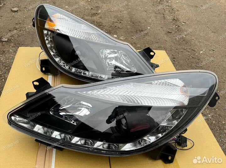 Фары Opel Corsa D 06-11 с дхо галоген черные