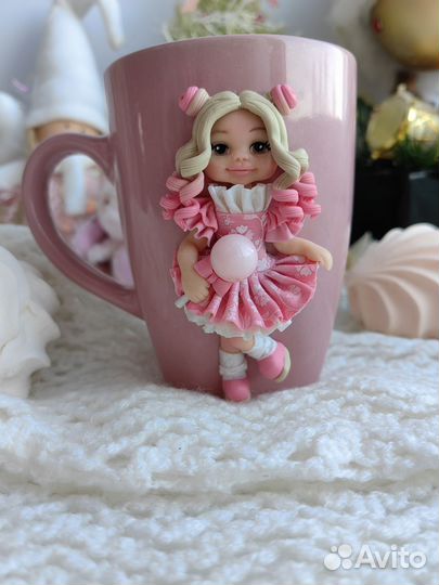 Кружка с декором Девочка с чупа-чупсом