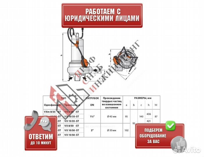 Насос VXm 15/35 N 1х230В/50 Гц кабель 10м Pedrollo