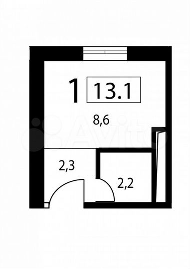 Квартира-студия, 13,1 м², 2/9 эт.